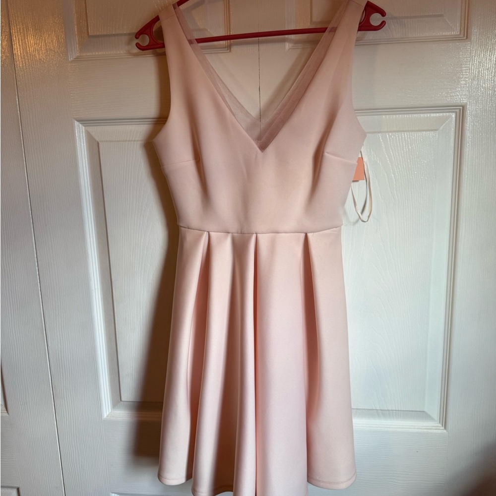 Blush Soft Pink V-Neck Mini Dress